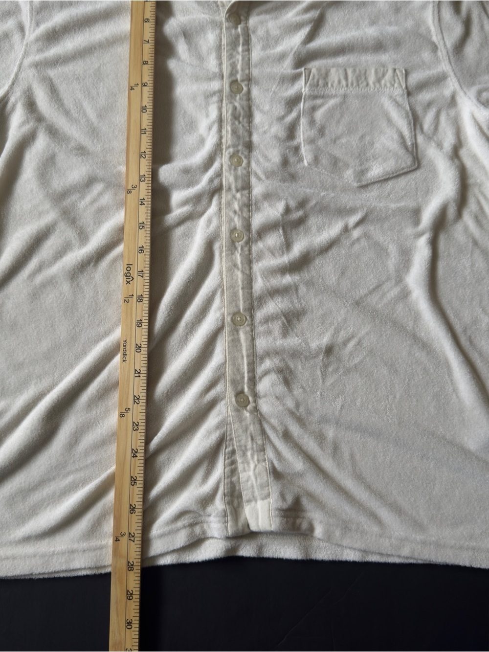 Tenore Ivory Terry Cloth Button-Up Shirt Men’s L - Picture 9 of 9